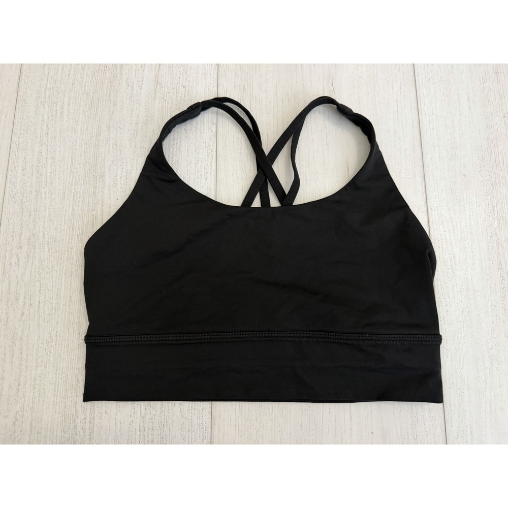 Lululemon Energy‎ Longline Sports Bra Sz 8 Black - Medium Support B-C Cup